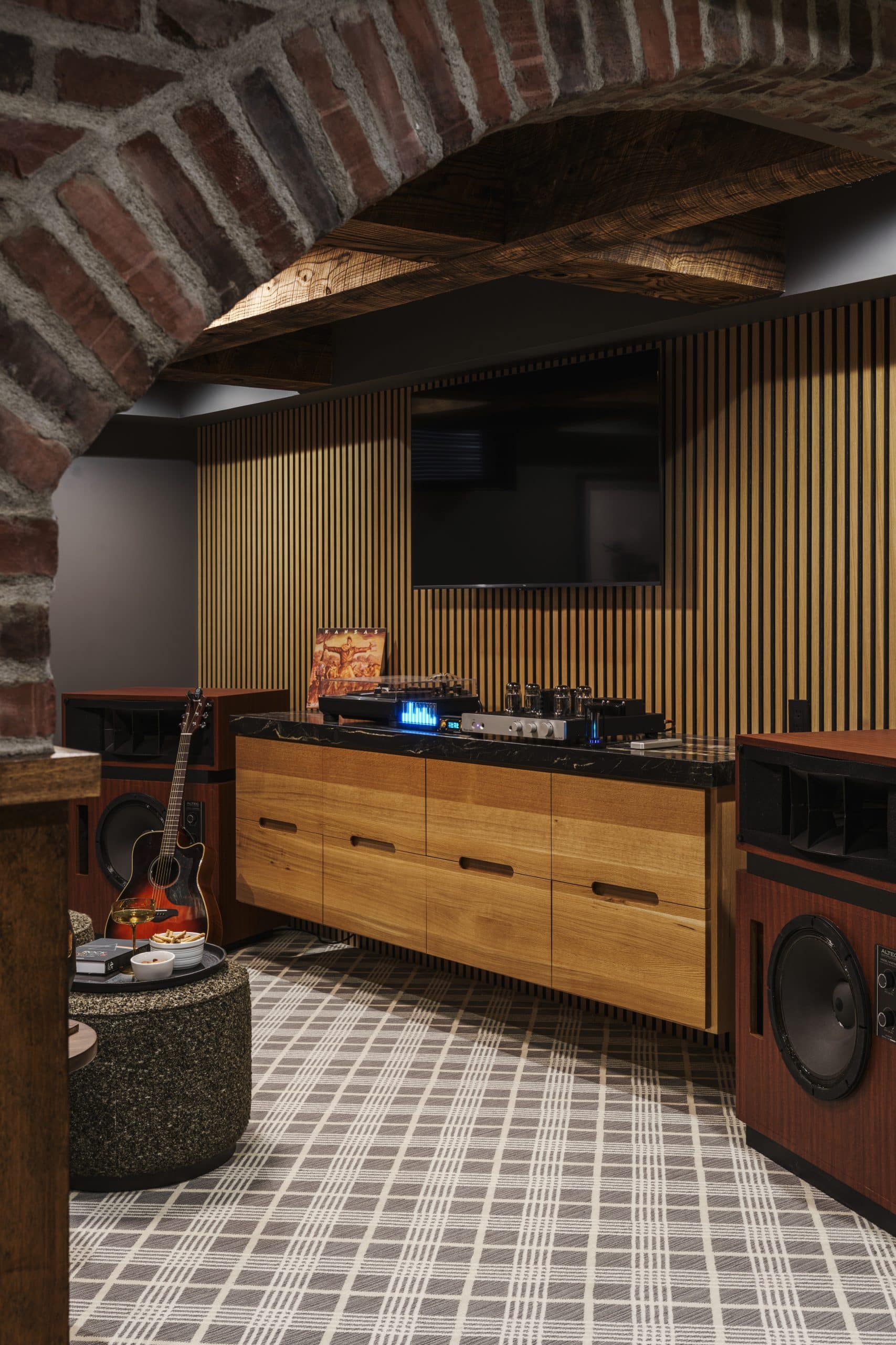 custom music listening room with vinyl 