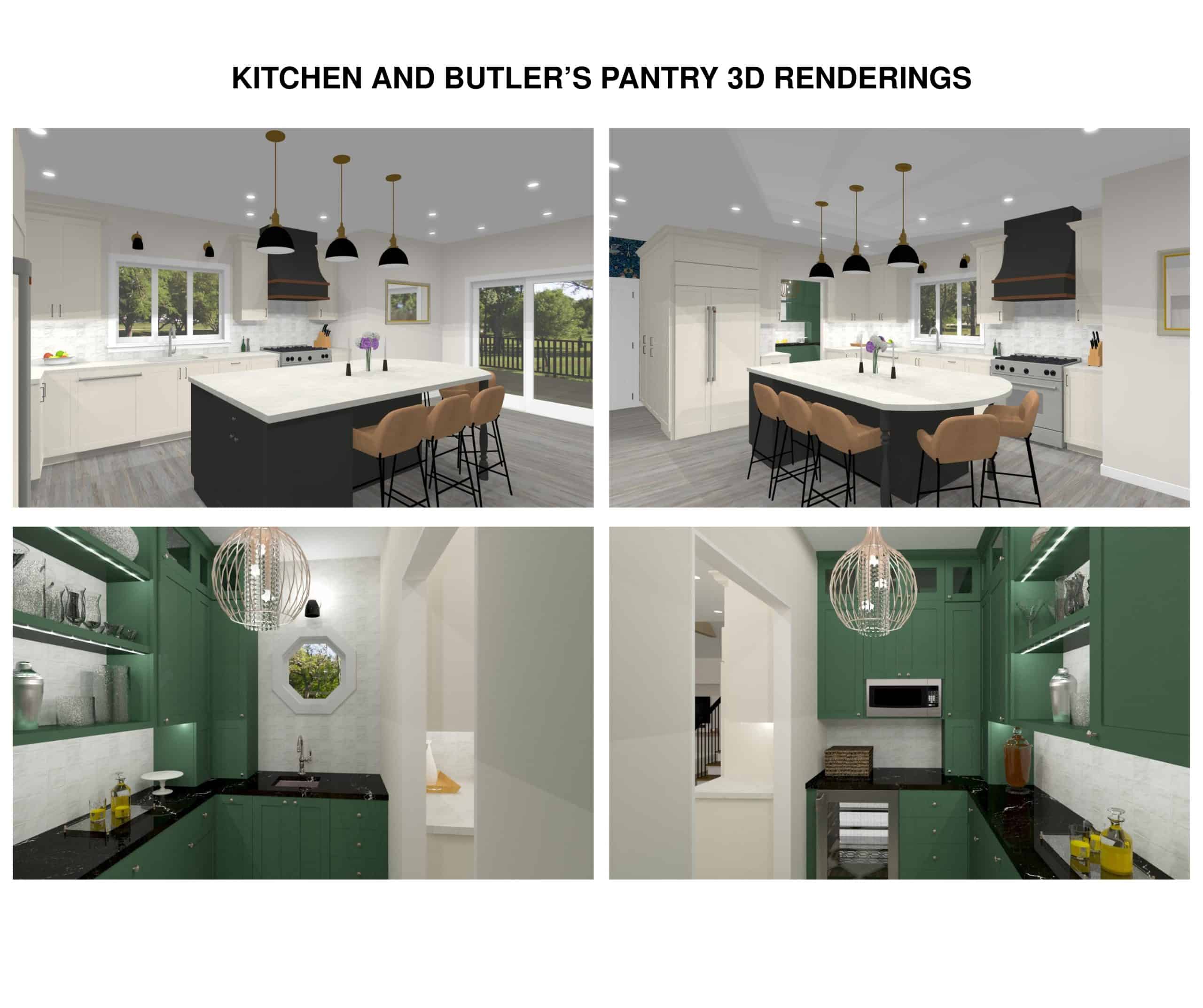kitchen and butler’s pantry 3d renderings