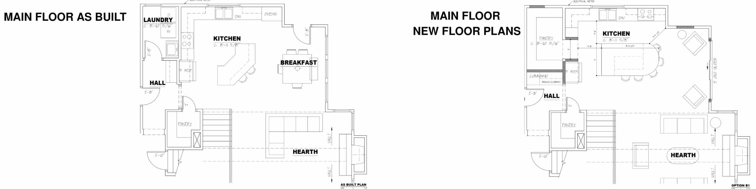 main floor before and after plans