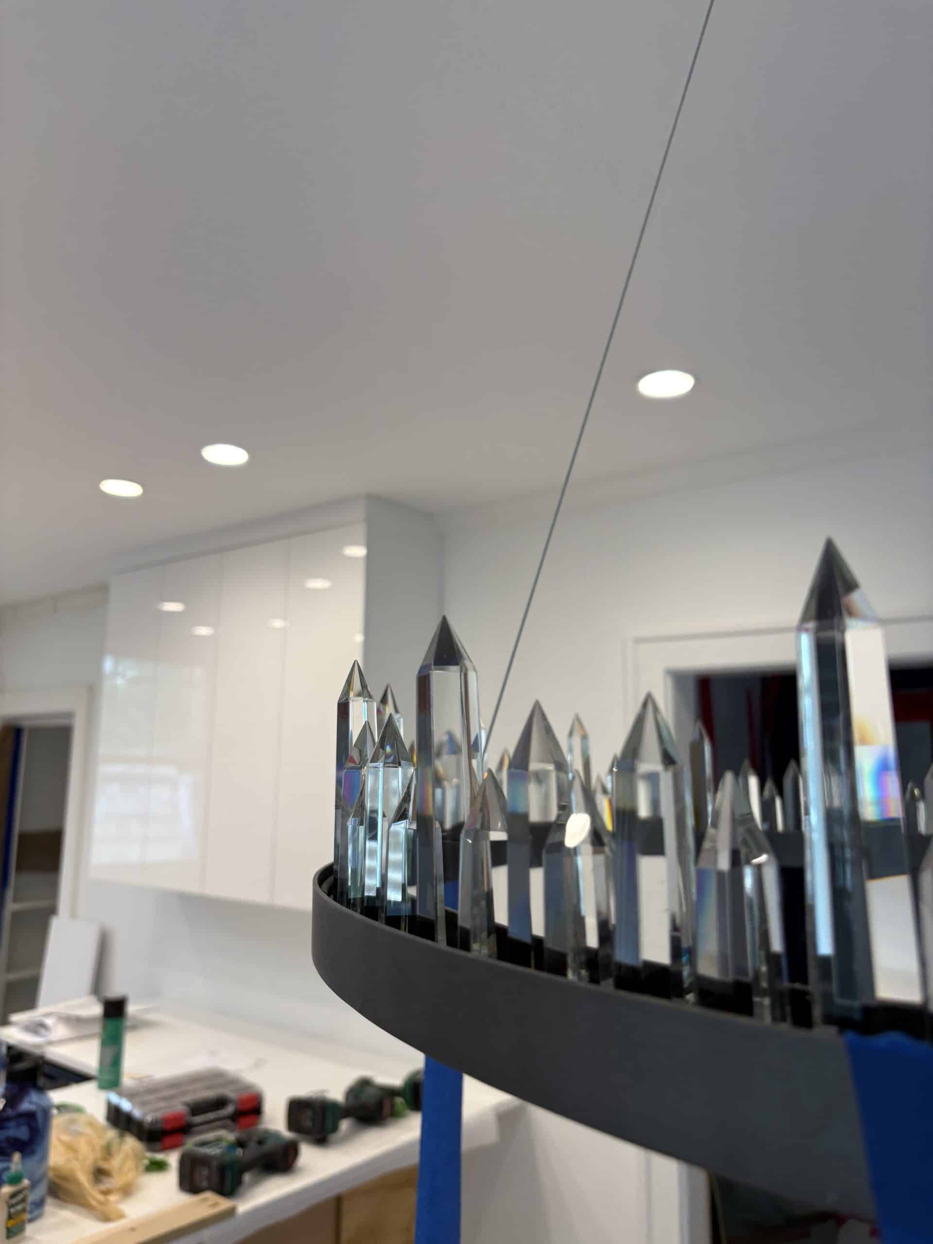 new chandelier above kitchen table