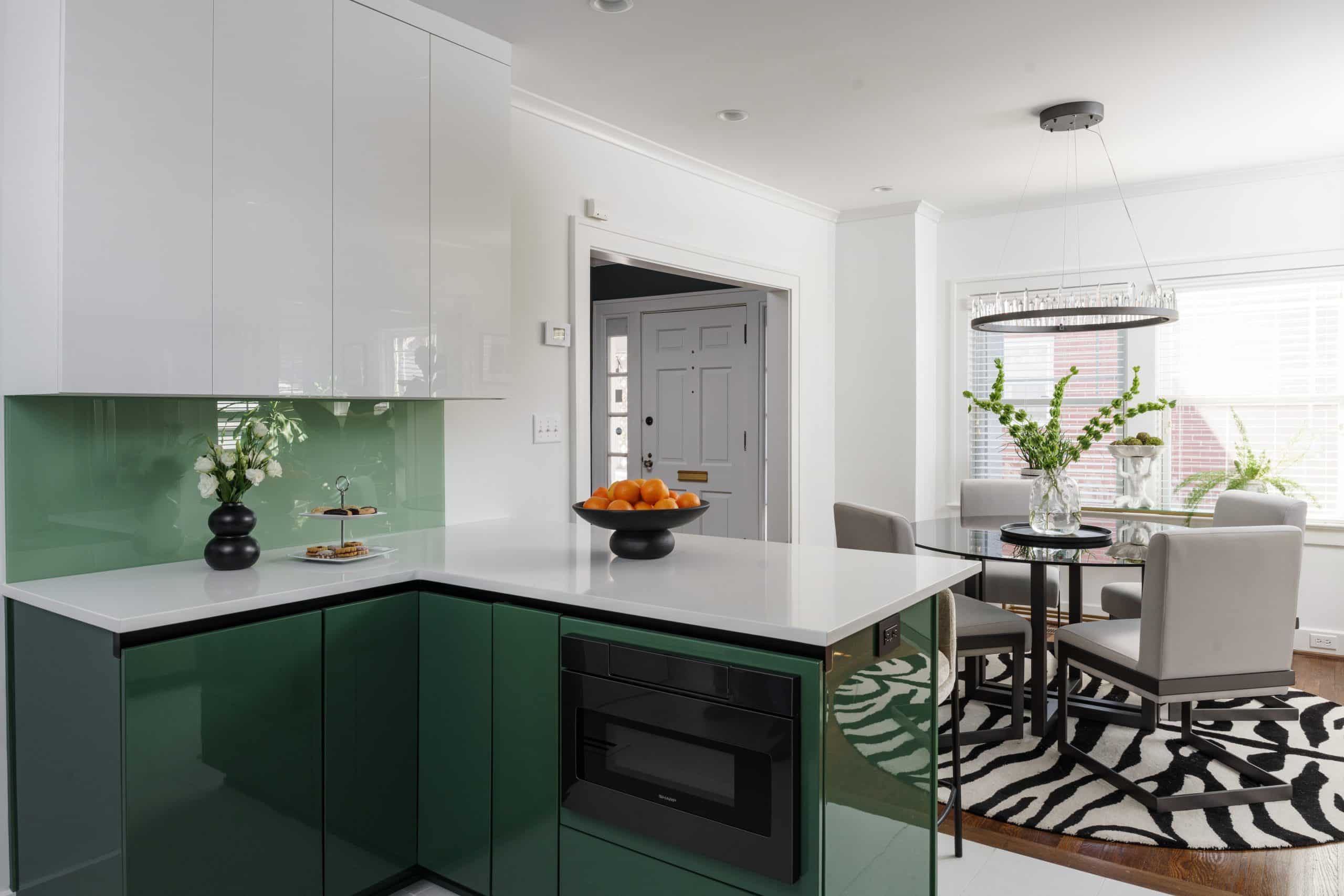 kitchen with view into new eating area