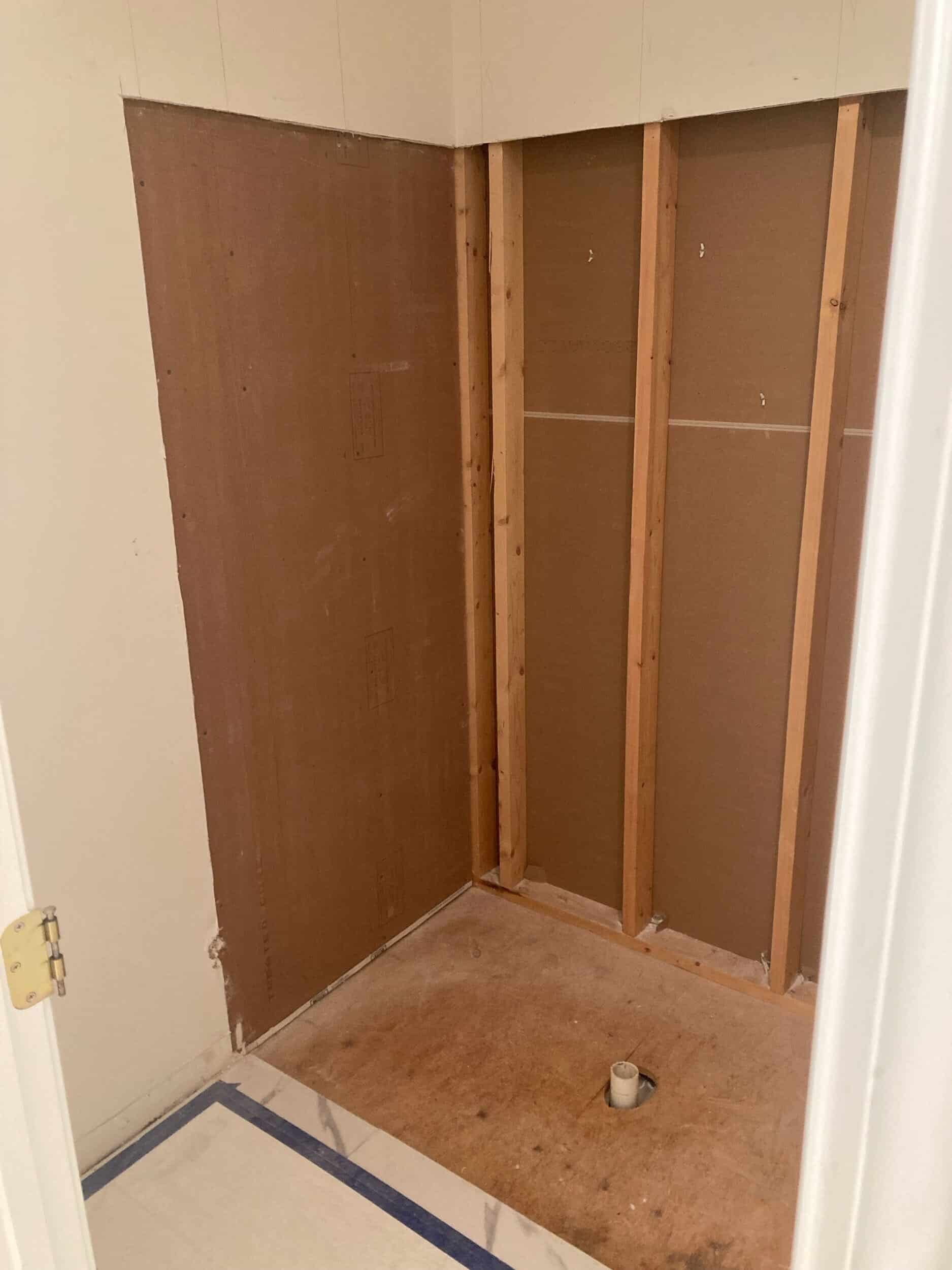 primary shower demo in remodeling project
