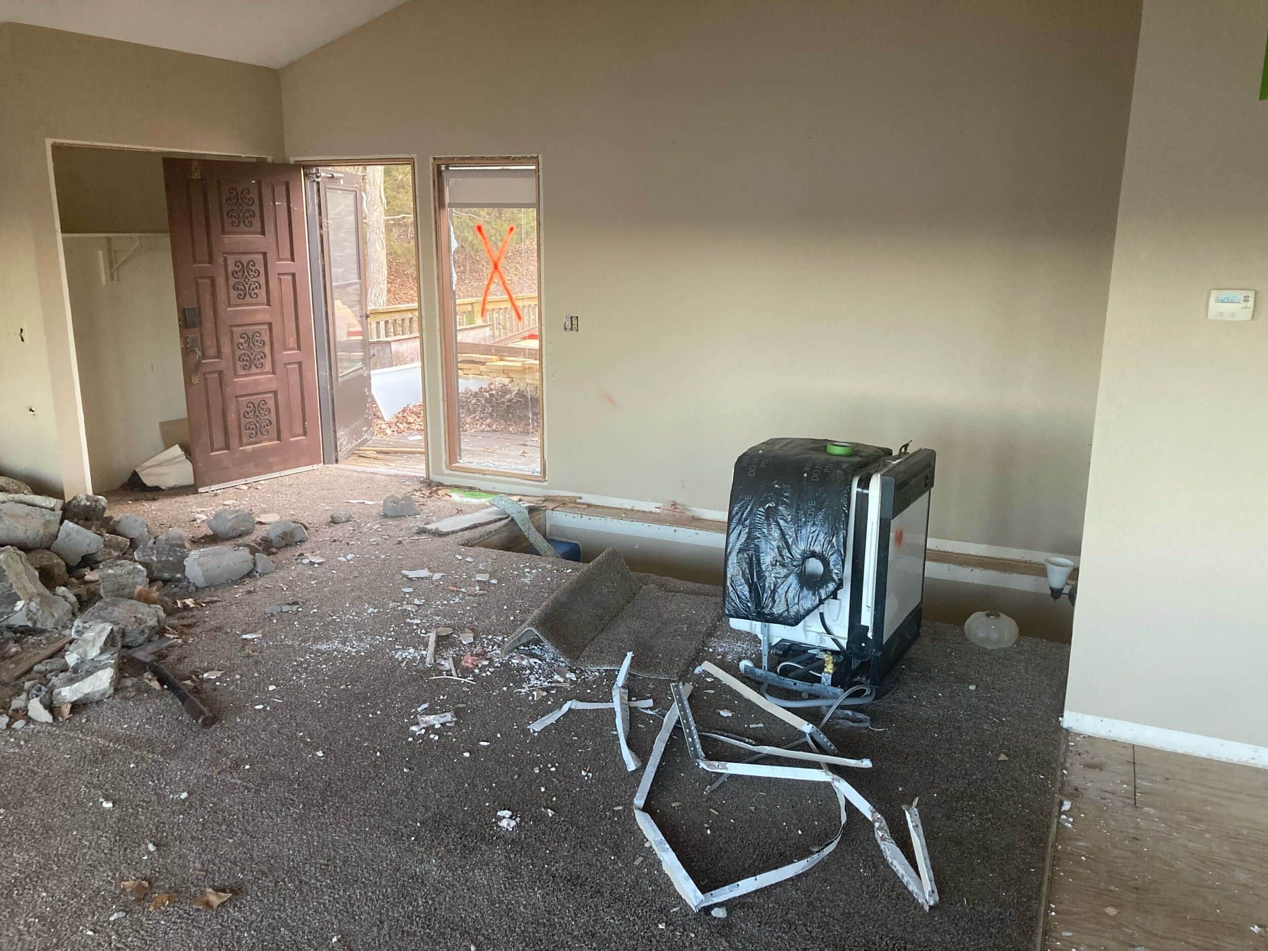 Living room demolition phase of remodel