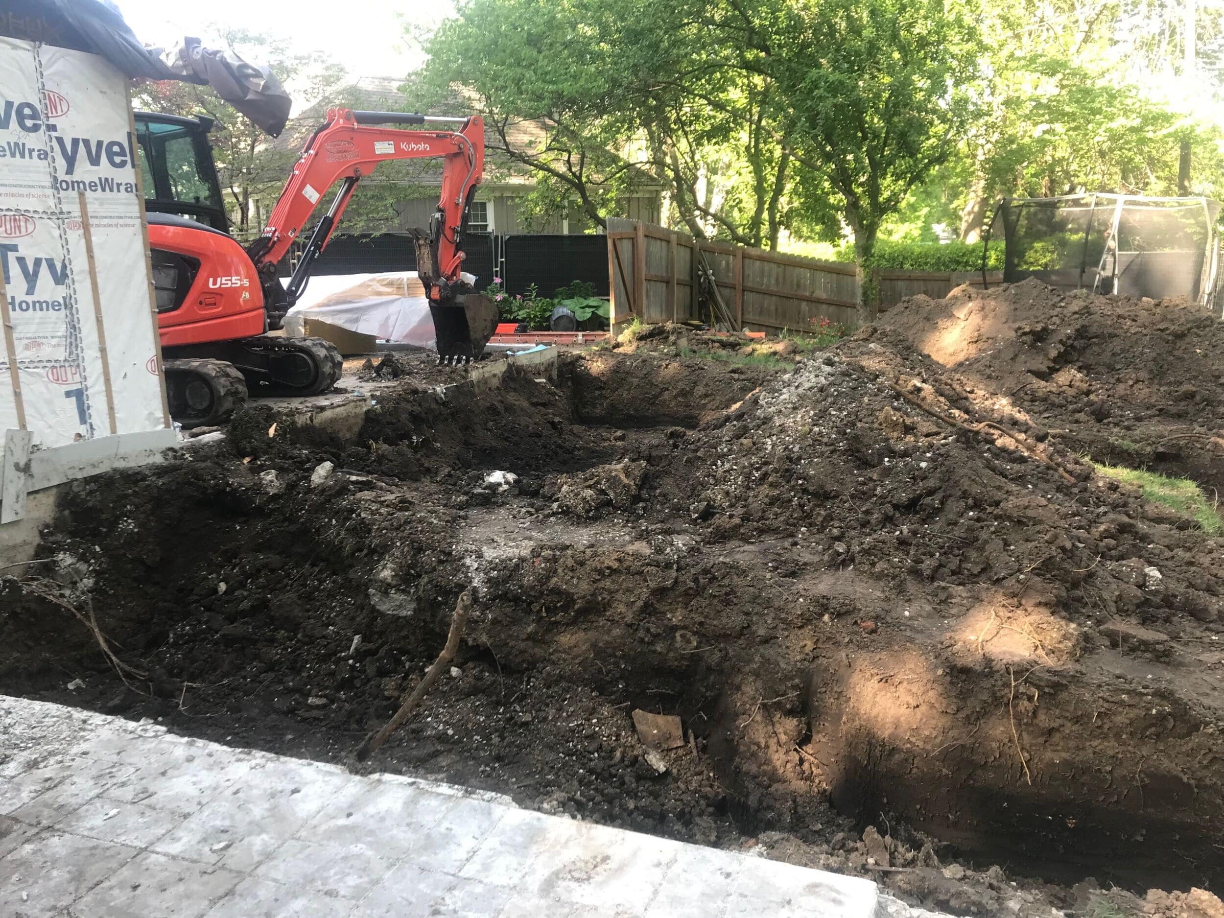 excavation phase prepping for slab pour in screen porch addition excavation phase prepping for slab pour in screen porch addition