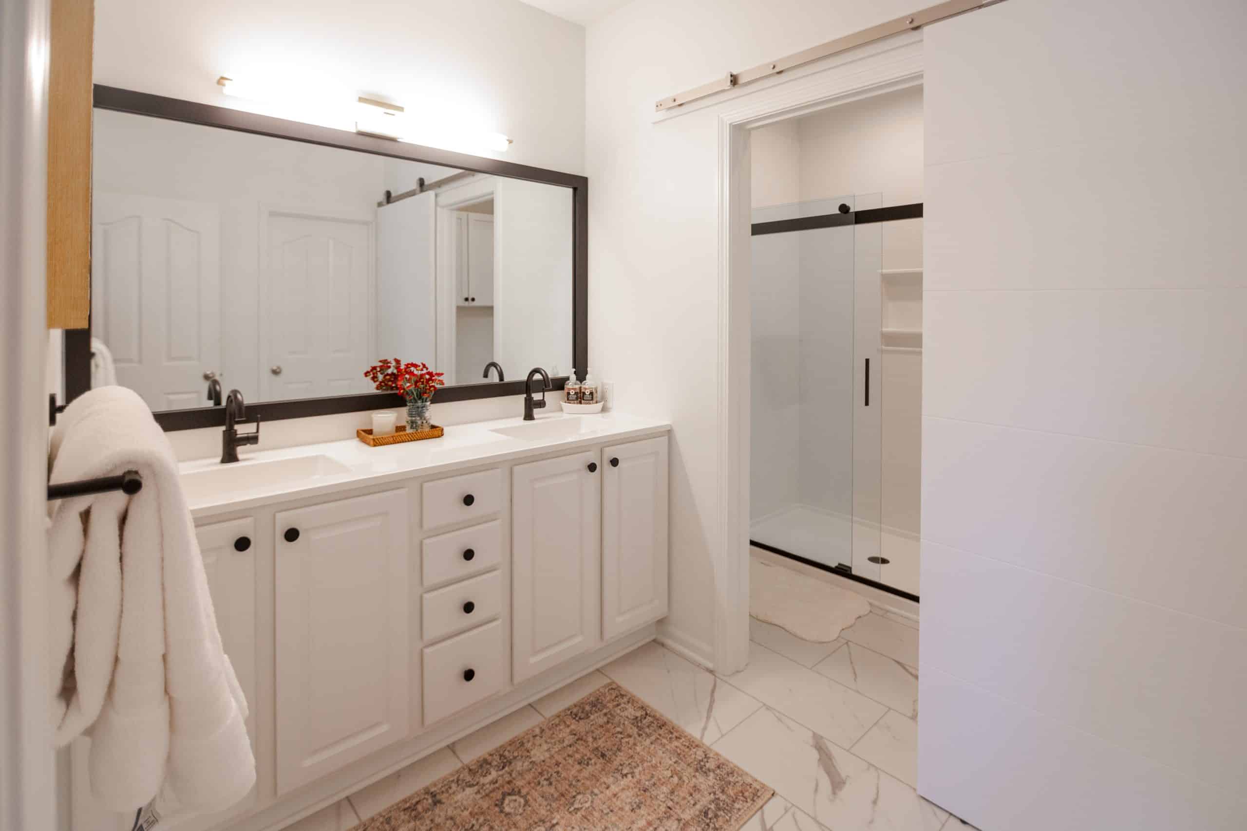 primary bathroom at Lake of the Ozarks after handyman remodeling project