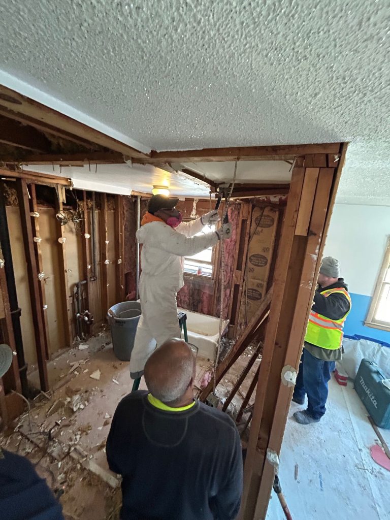 demo phase of accessible bathroom remodel
