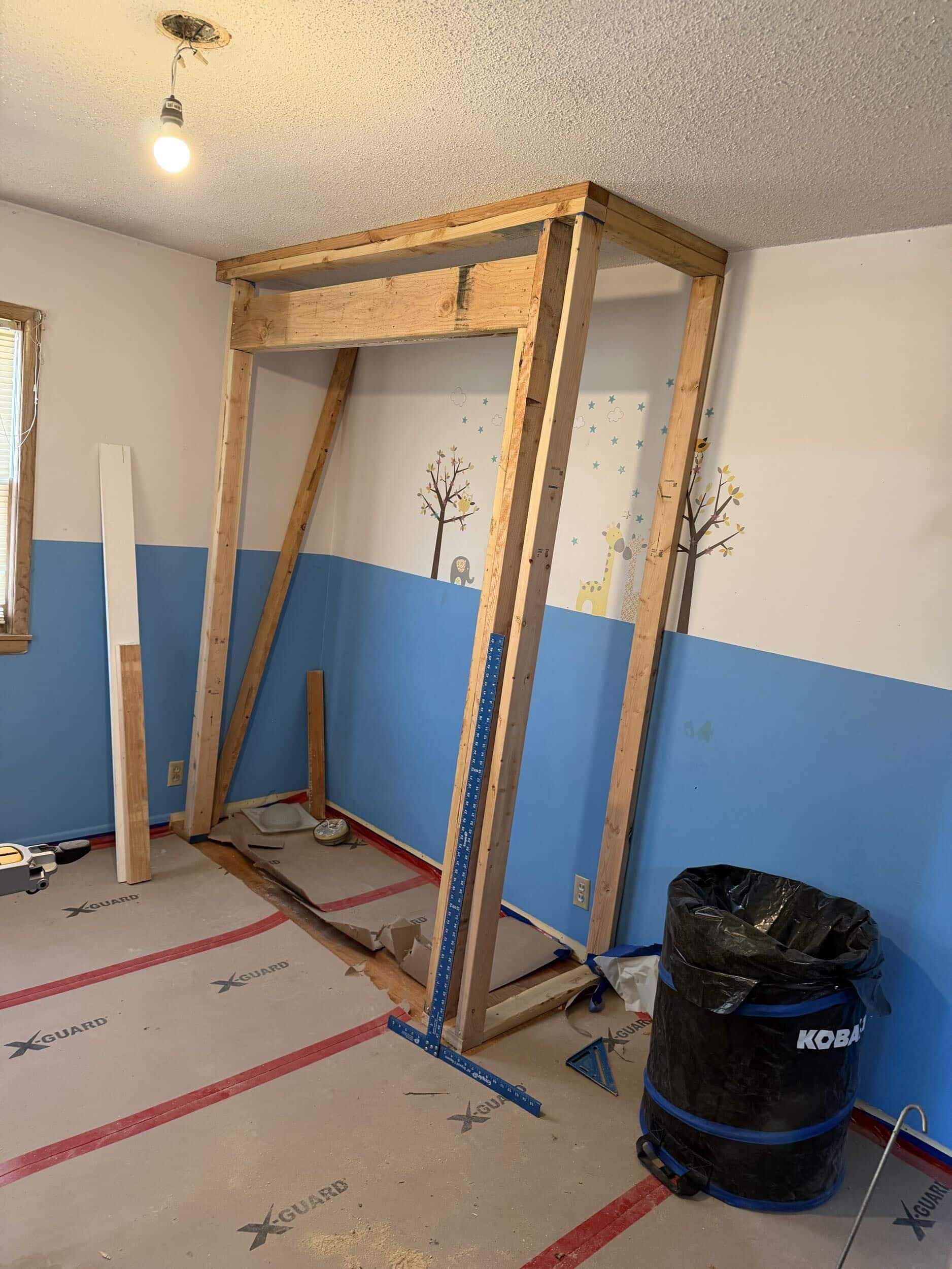 California closet system framing and prep work