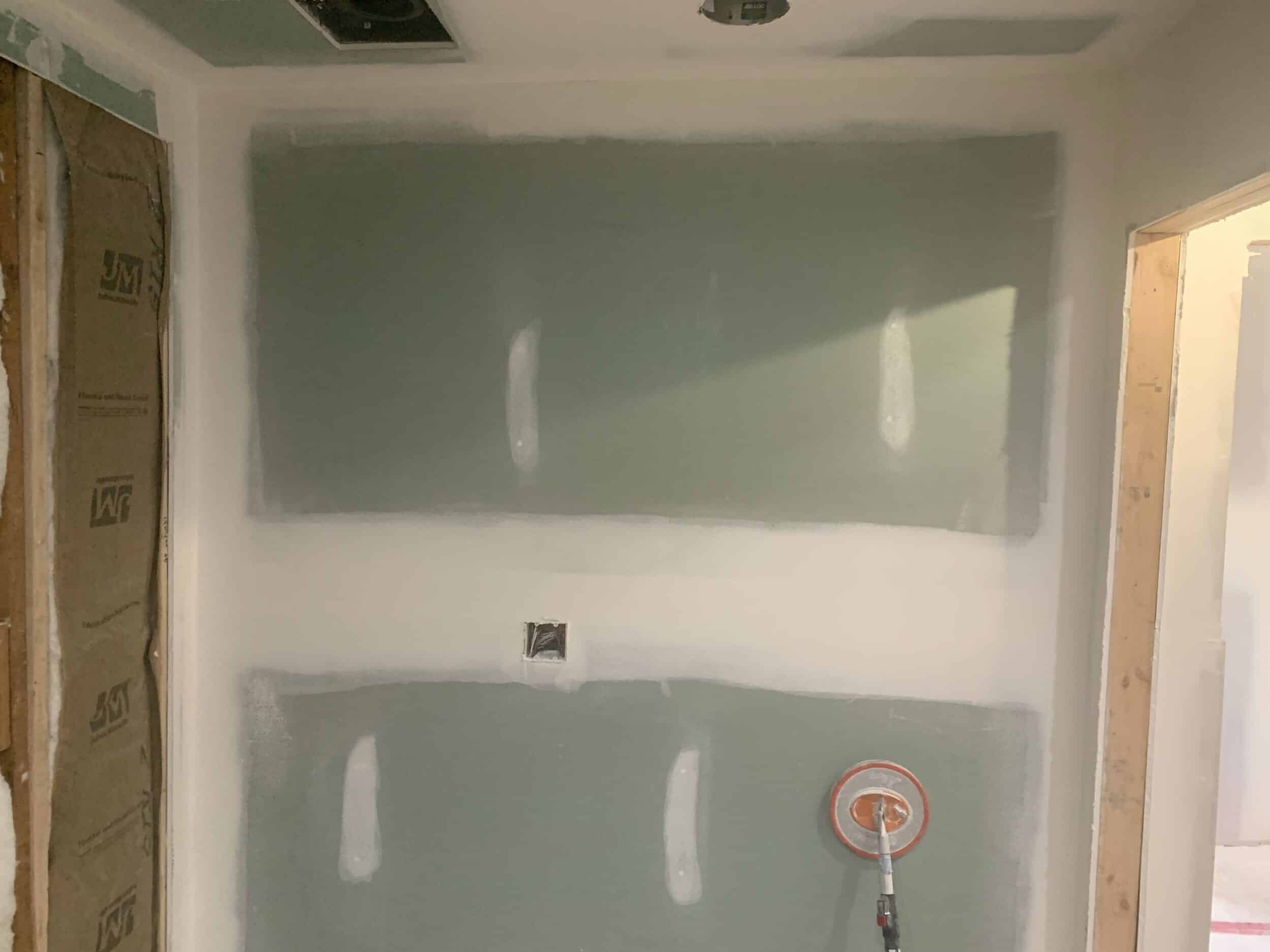 drywall hung at accessible bathroom remodeling project