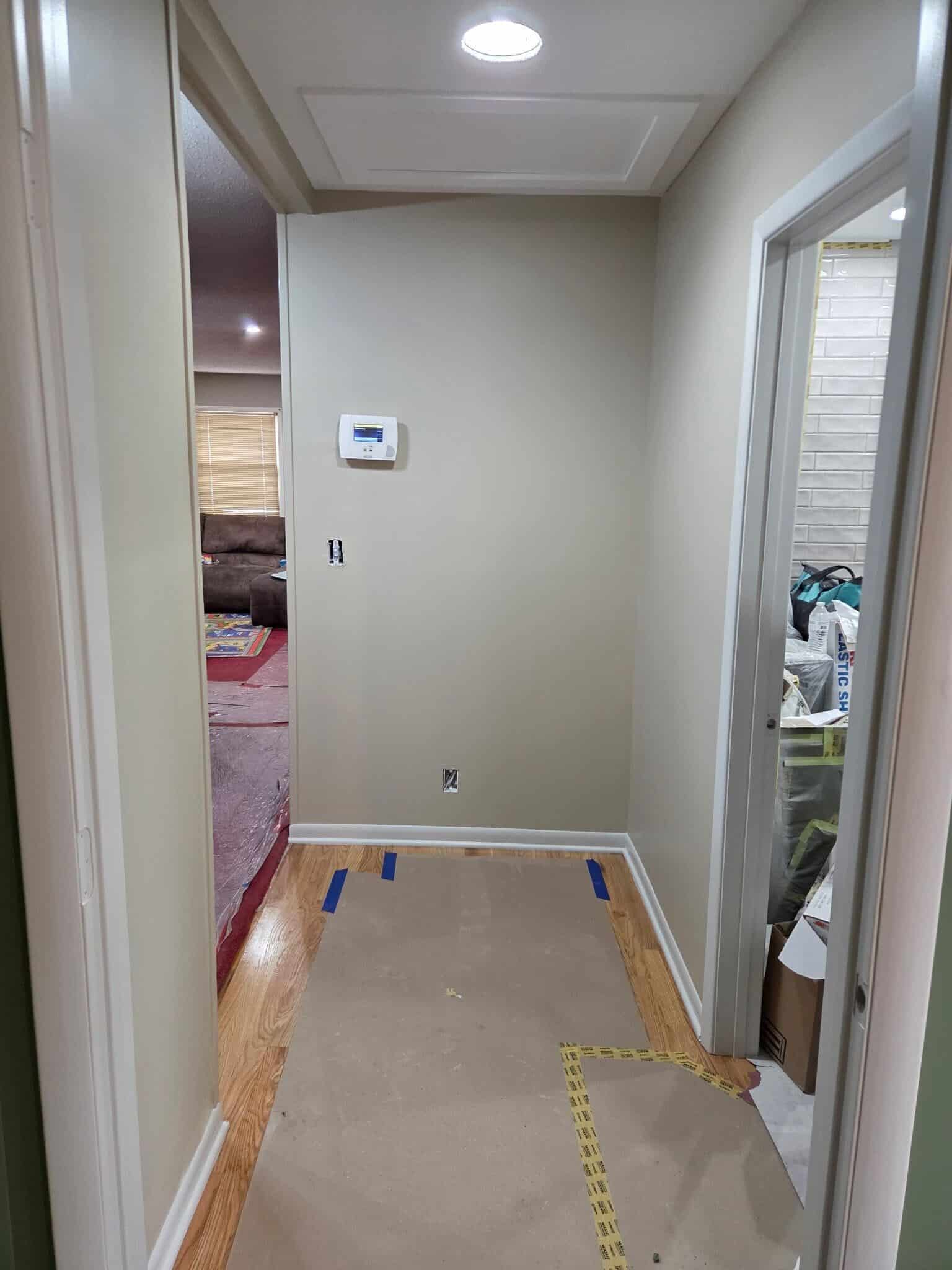 hallway painted area in accessible bathroom remodel 