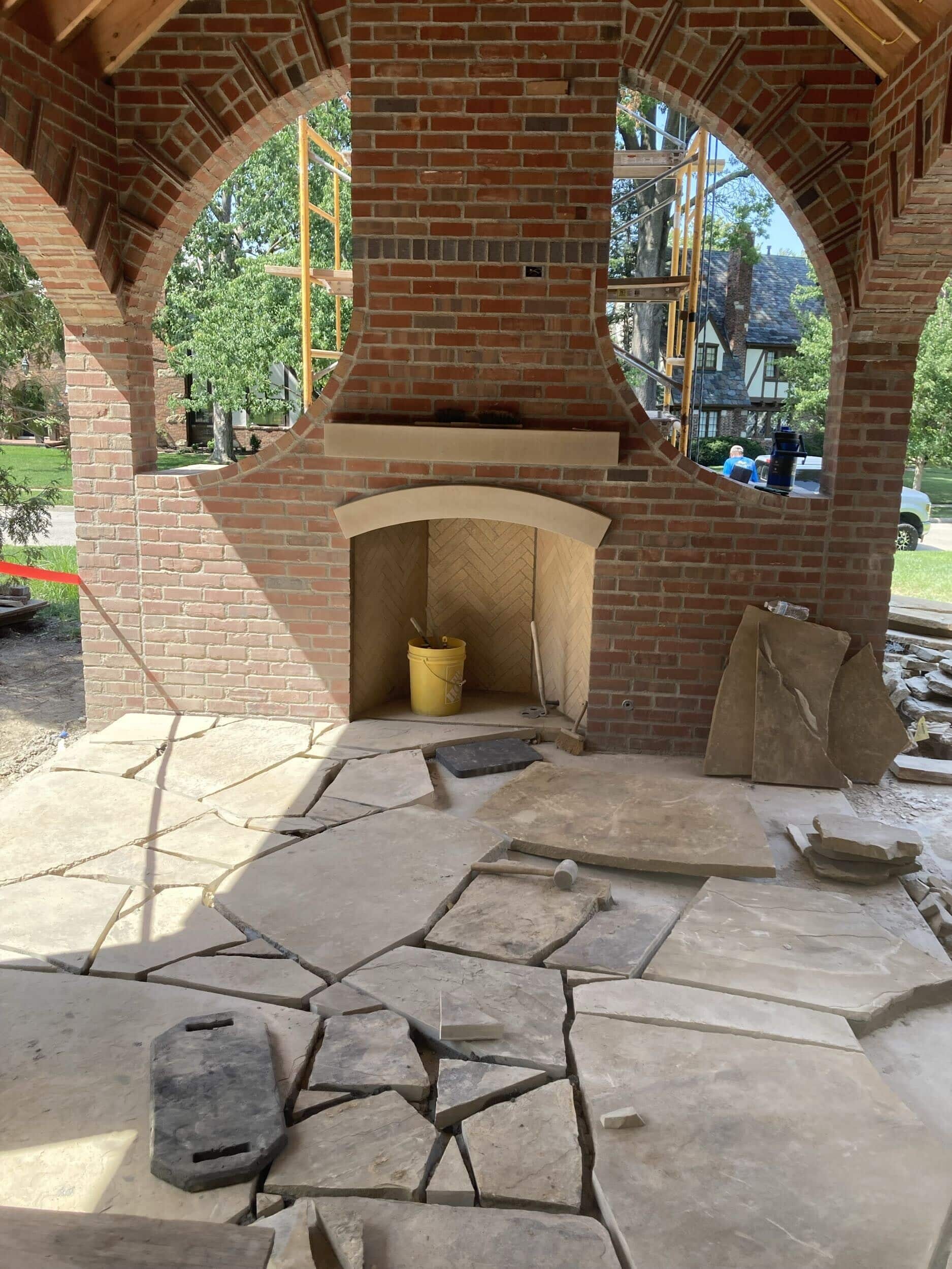fireplace progress with flagstone in outdoor living remodel fireplace progress with flagstone in outdoor living remodel
