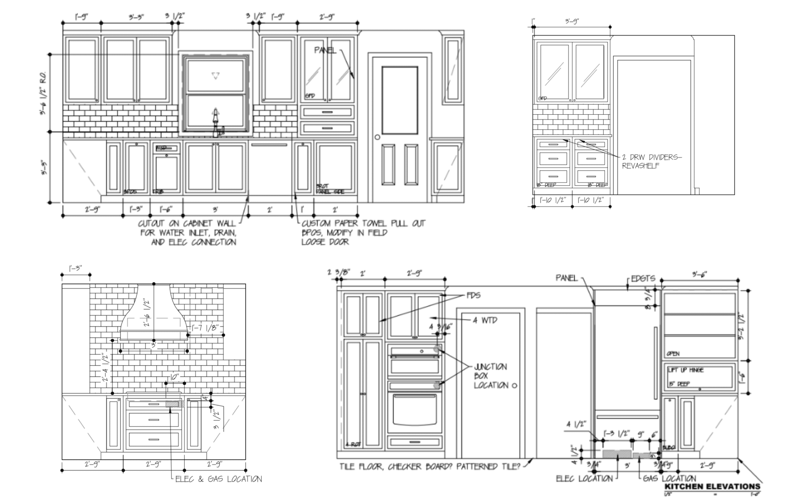 Fairway KS kitchen remodeling plans and front elevations for cabinets