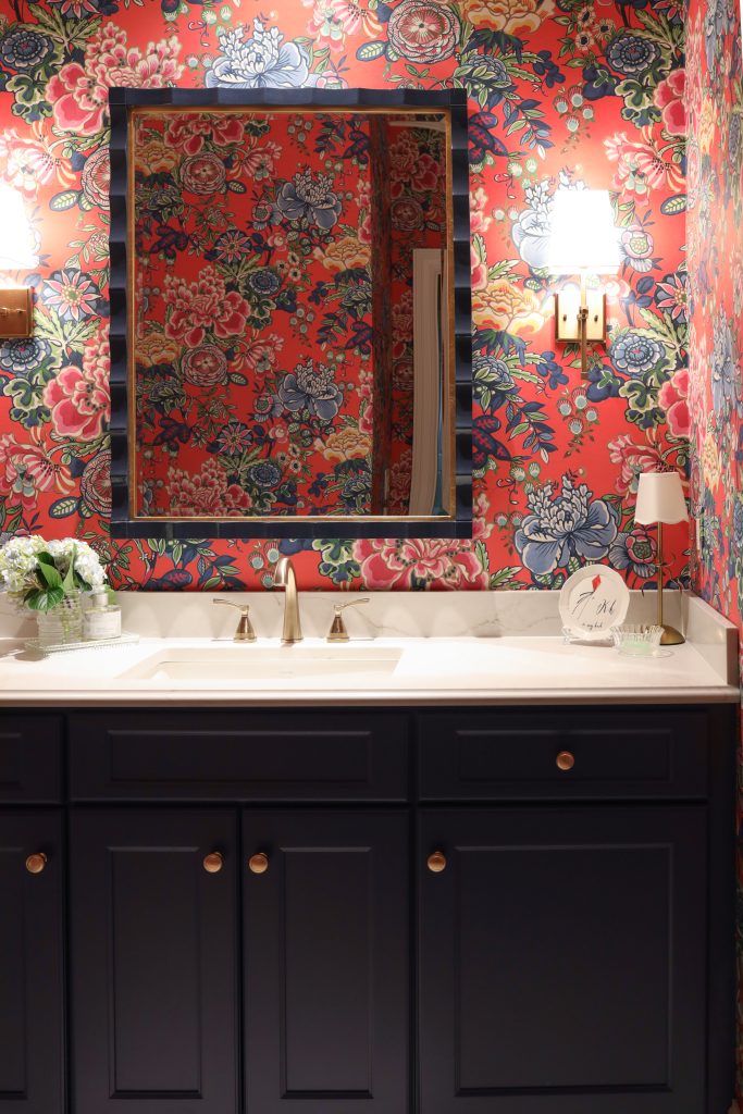 Prairie Village Hall Bathroom Updates for a transitional preppy powder bath