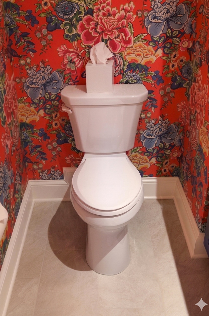 Prairie Village Hall Bathroom Updates for a transitional preppy powder bath