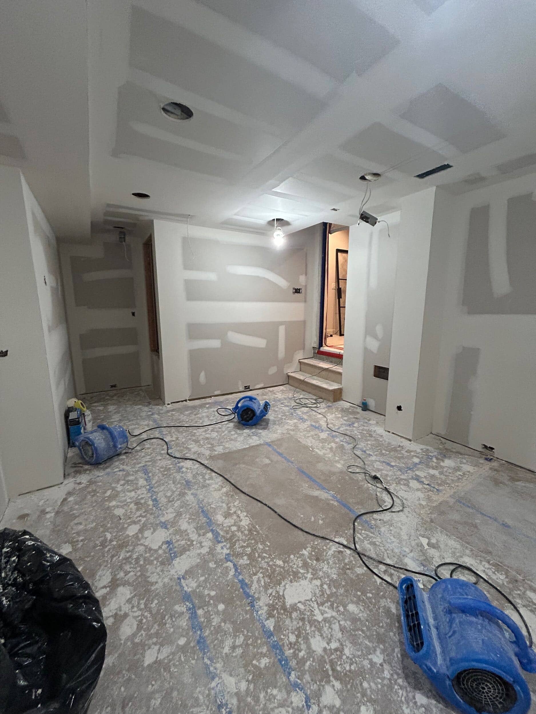 drywall in basement gym remodel in Cedar Creek, Olathe