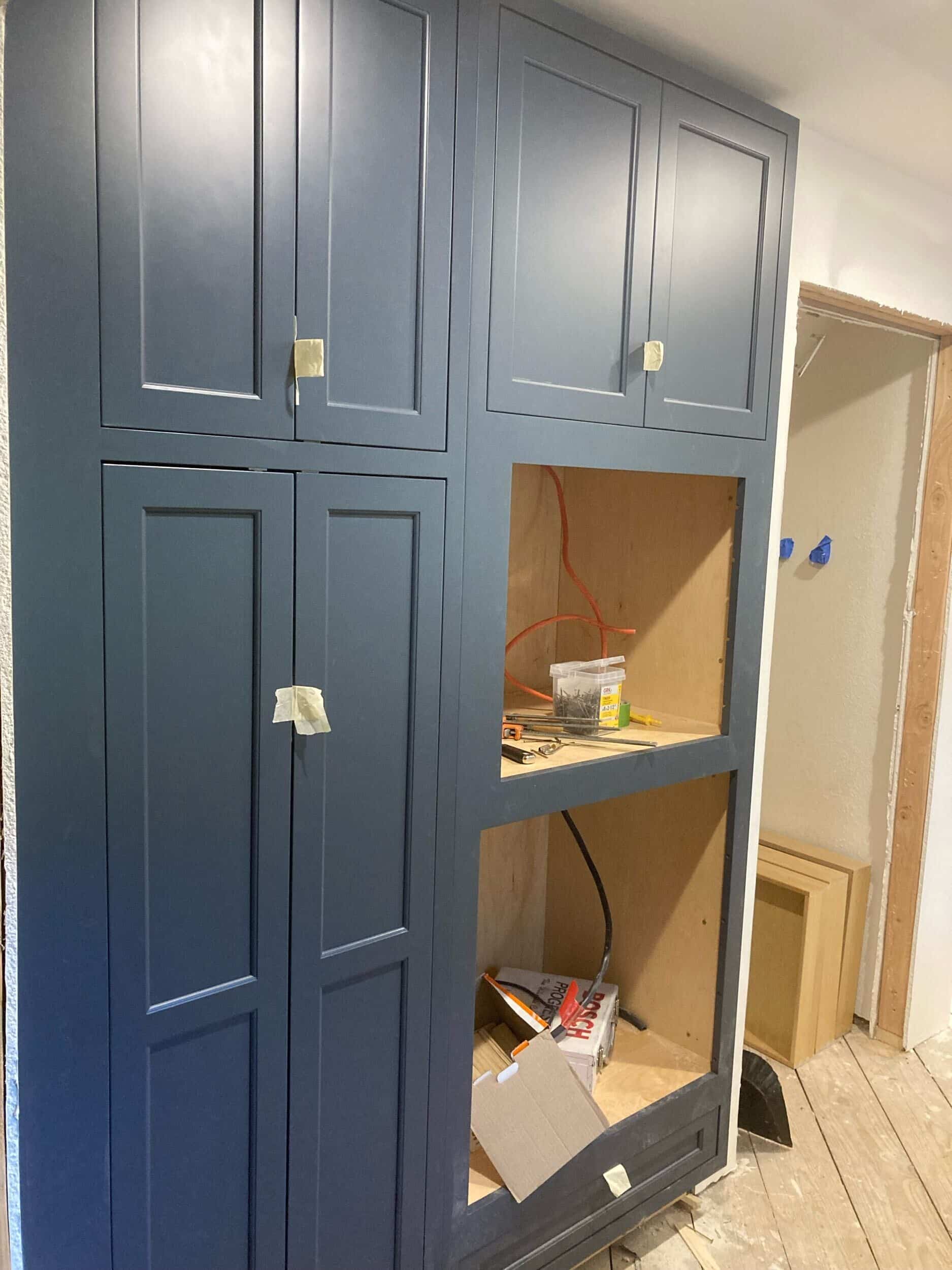 deep blue custom cabinetry for kansas kitchen remodel