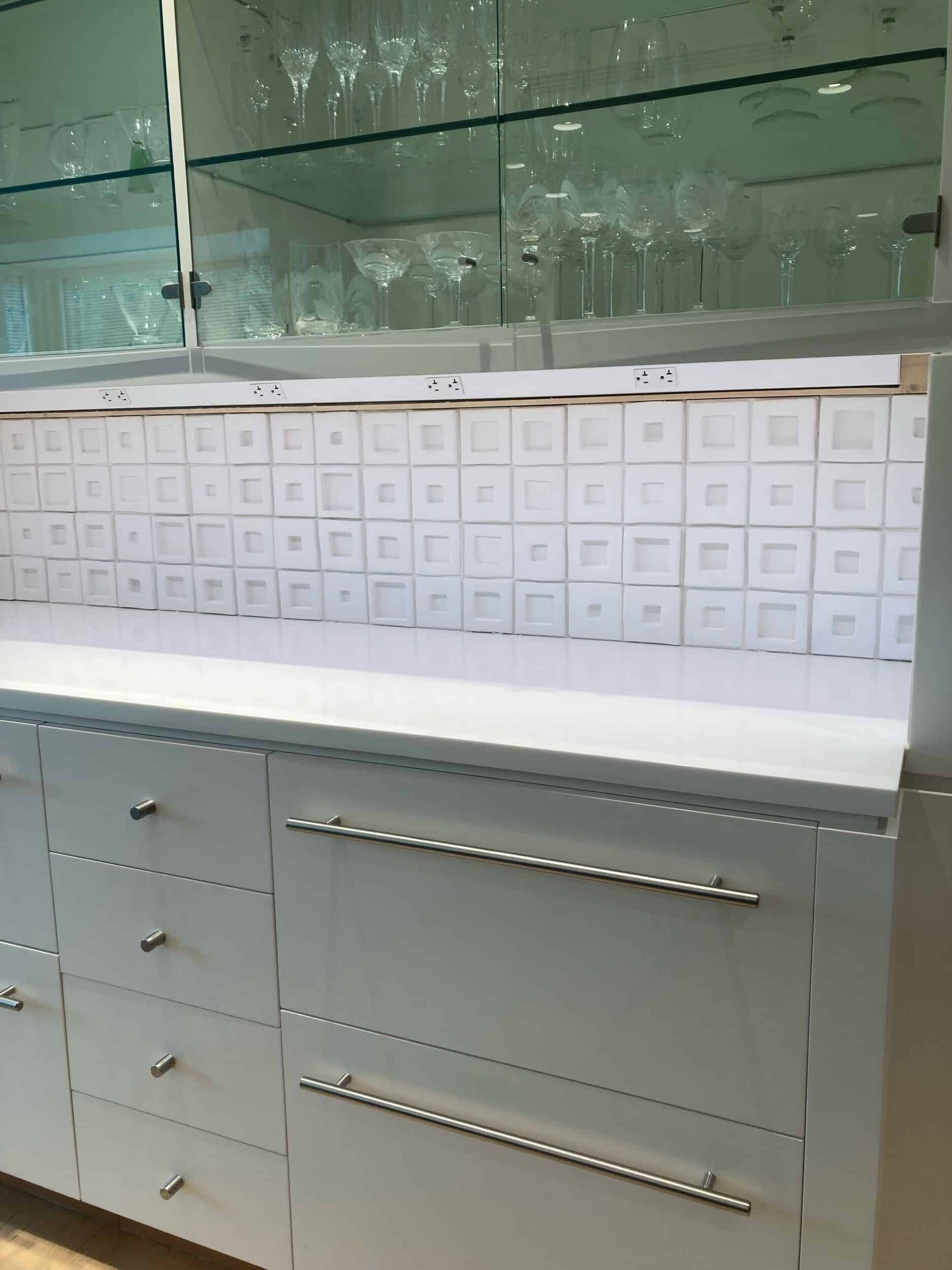 close up of coffee bar backsplash