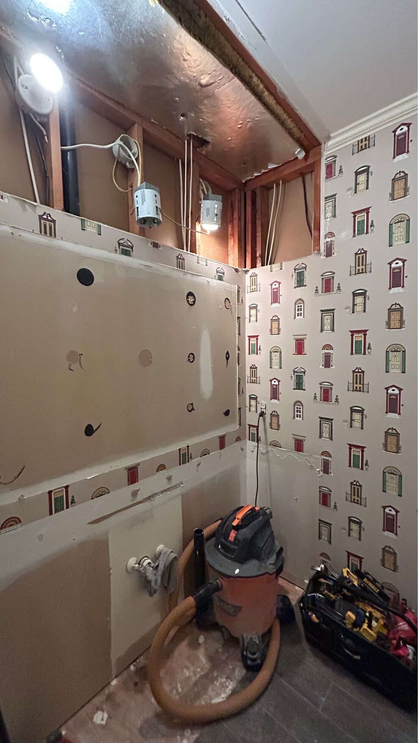 hall bathroom demo in handyman remodeling project