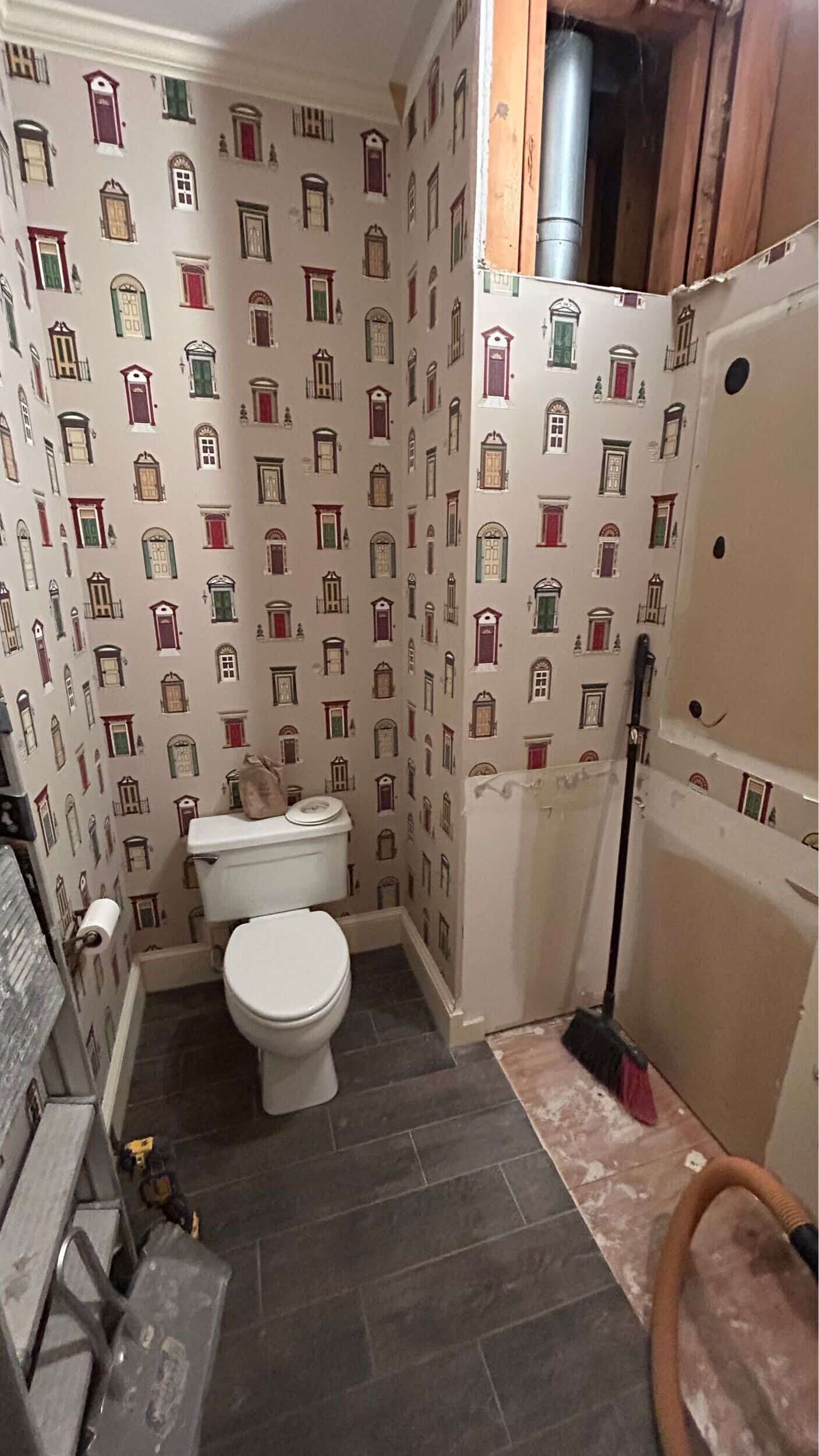 hall bathroom demo in handyman remodeling project