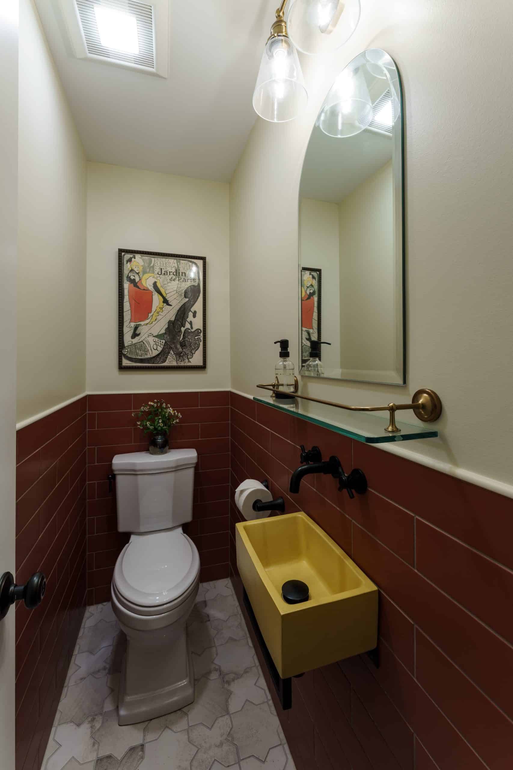 Fairway KS powder bath remodel featuring a retro French vibe 