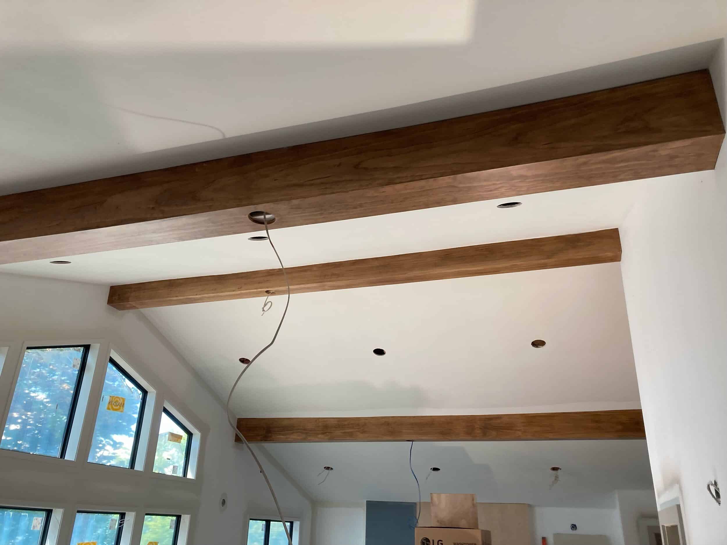 stained ceiling slats in lake of the ozarks living room project