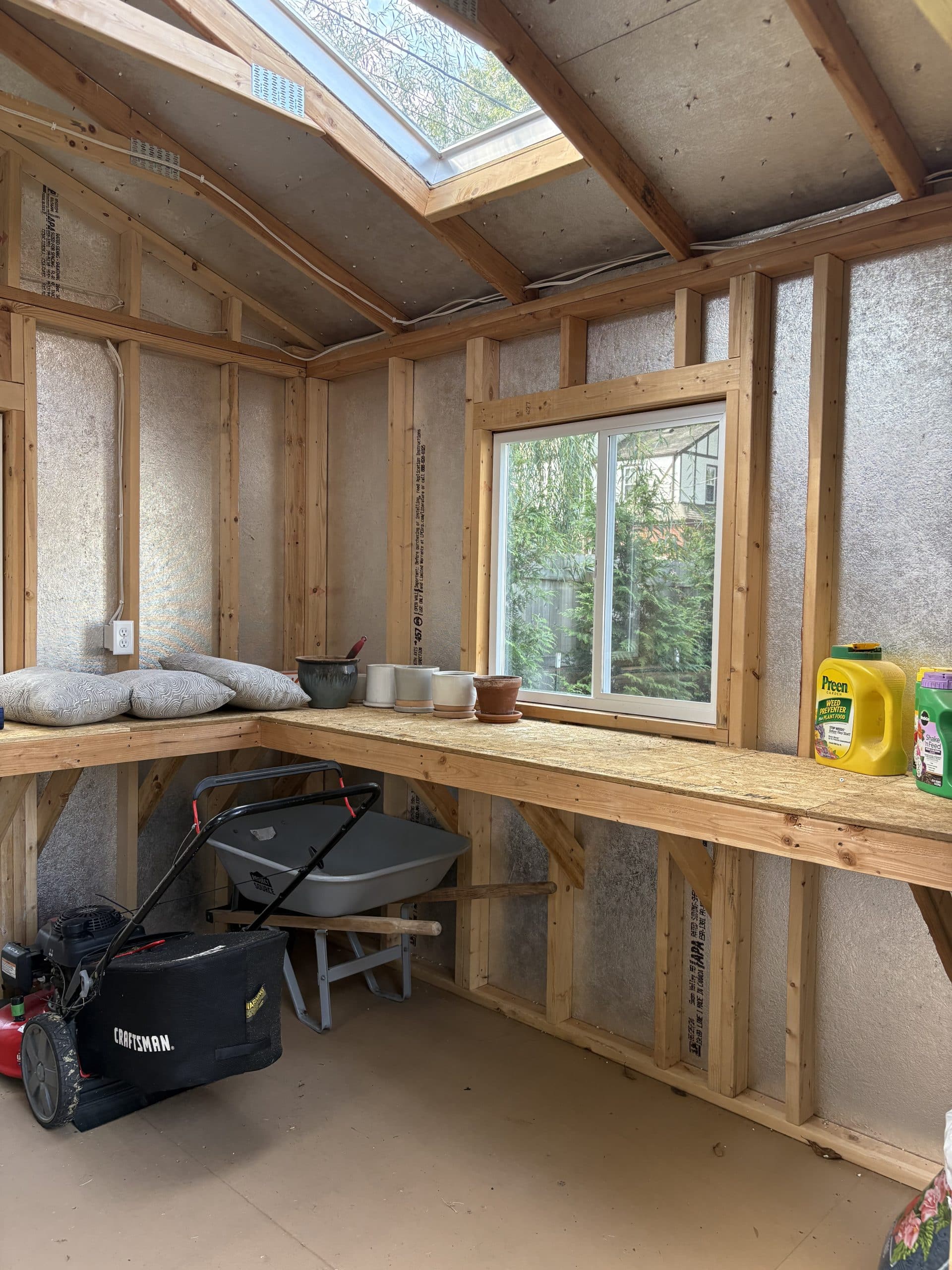 shed interior with custom storage solutions for backyard organization in KCMO
