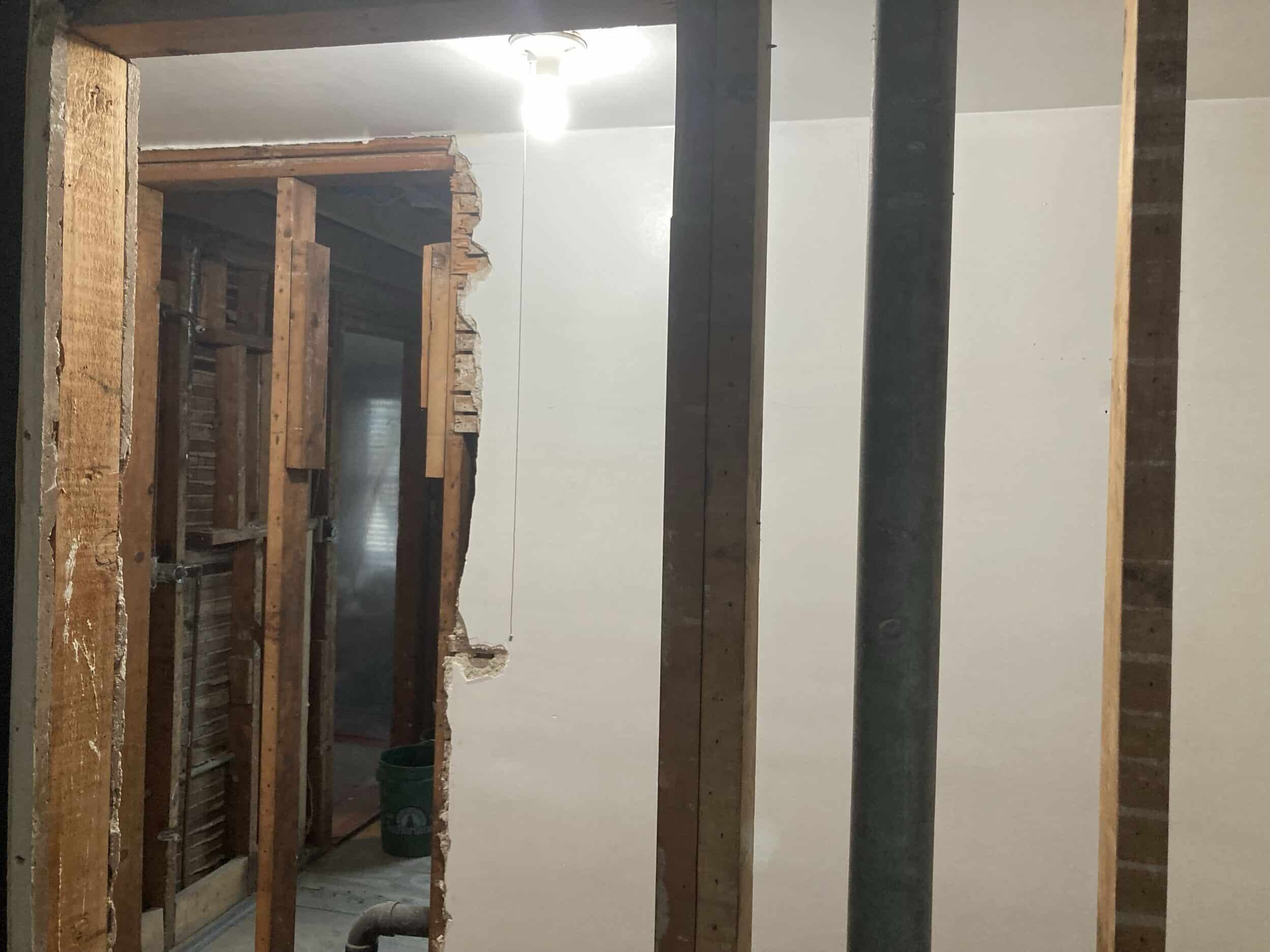 drywall demo in Wardparkway tudor home remodel
