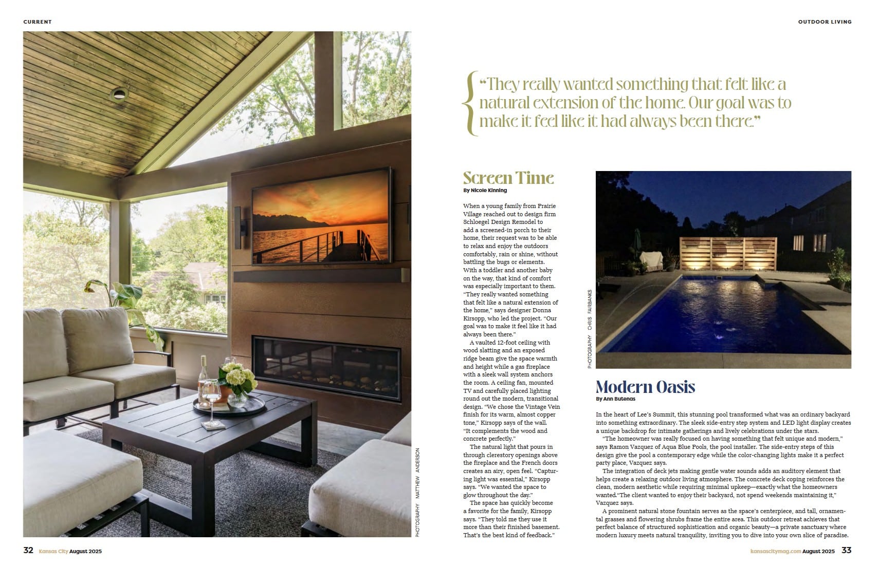 Kansas_City_Porch_Aug_2025 Picture of screened in porch in August 2025 issue of Kansas City Magazine