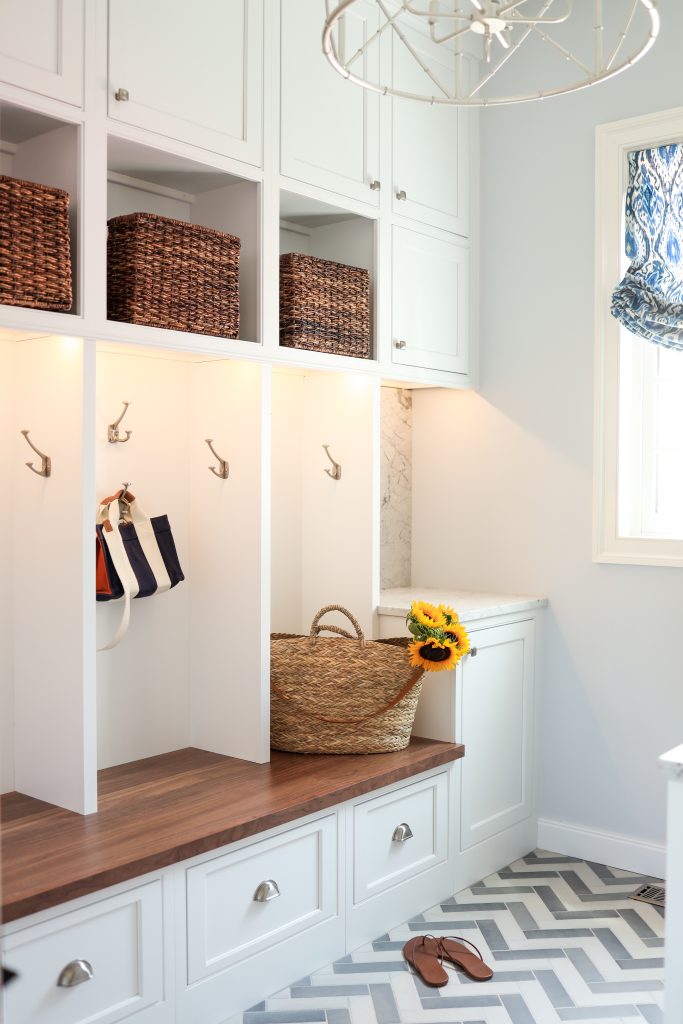Mission hills mudroom with custom cabinetry in handyman project