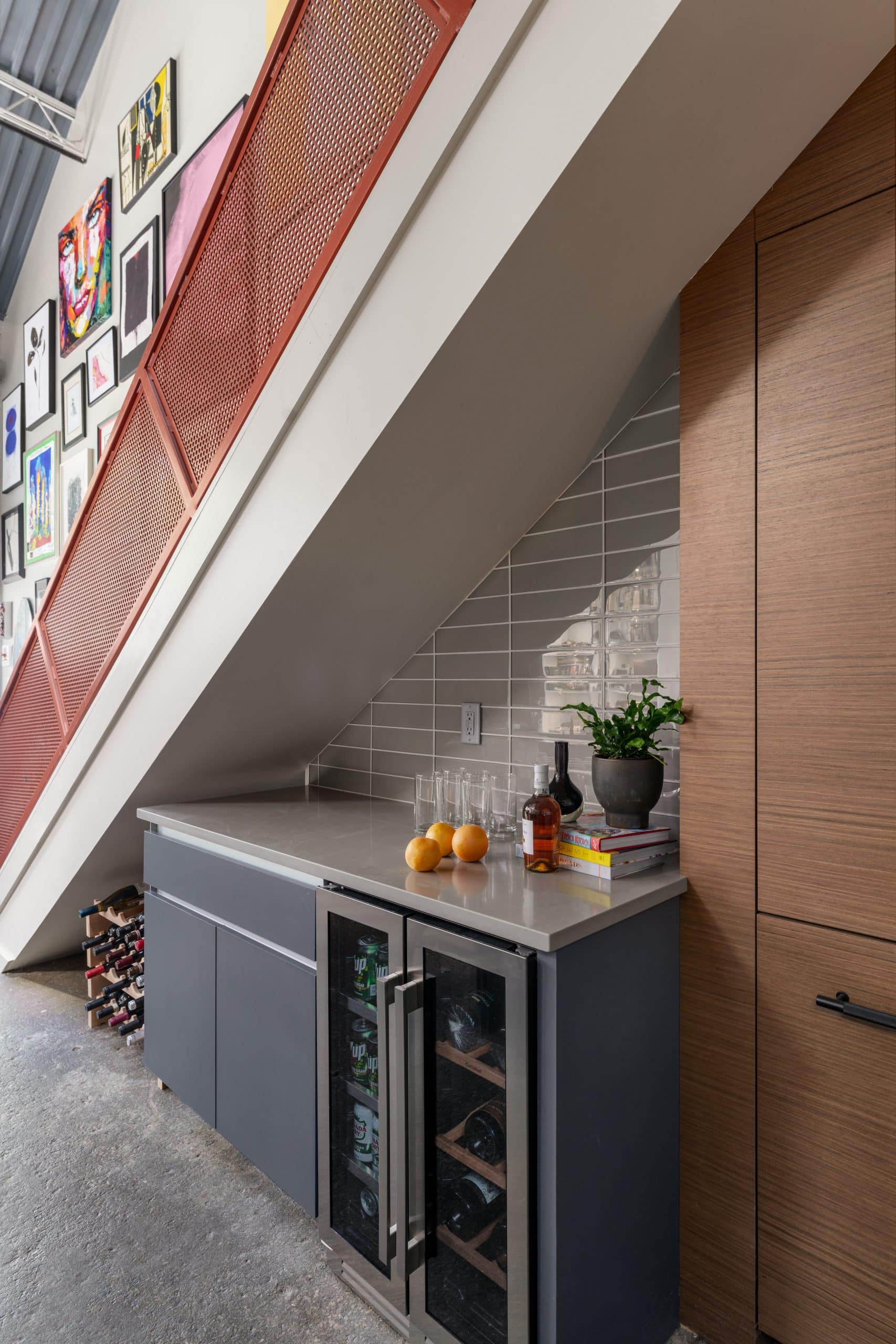 River Market condo kitchen remodel with contemporary cabinetry, industrial architecture and bold red details River Market condo kitchen remodel with contemporary cabinetry, industrial architecture and bold red details