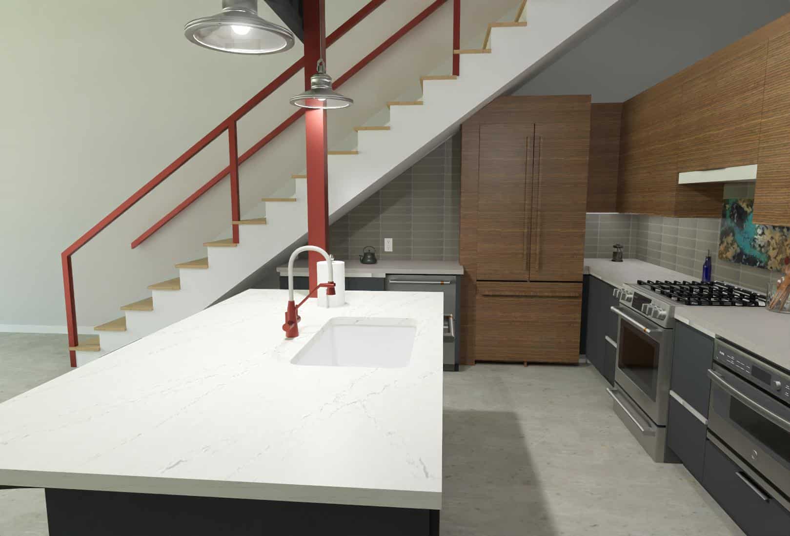 3D rendering for contemporary condo kitchen remodel 3D rendering for contemporary condo kitchen remodel