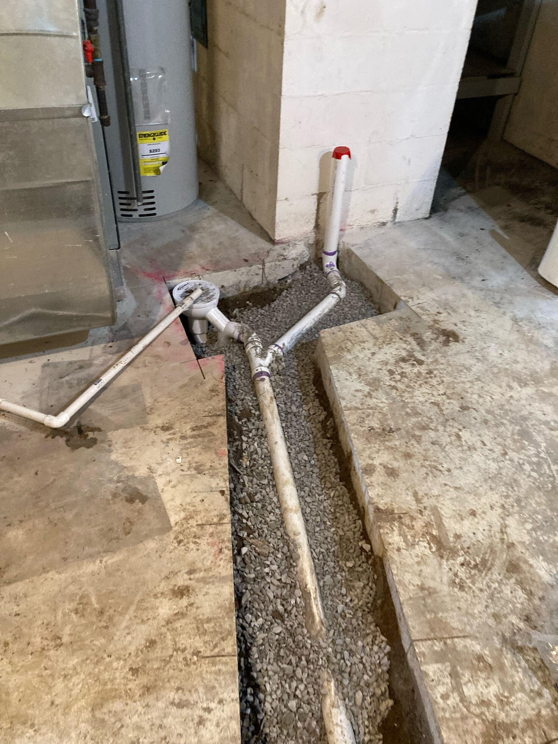 plumbing rough-ins for basement finishing project