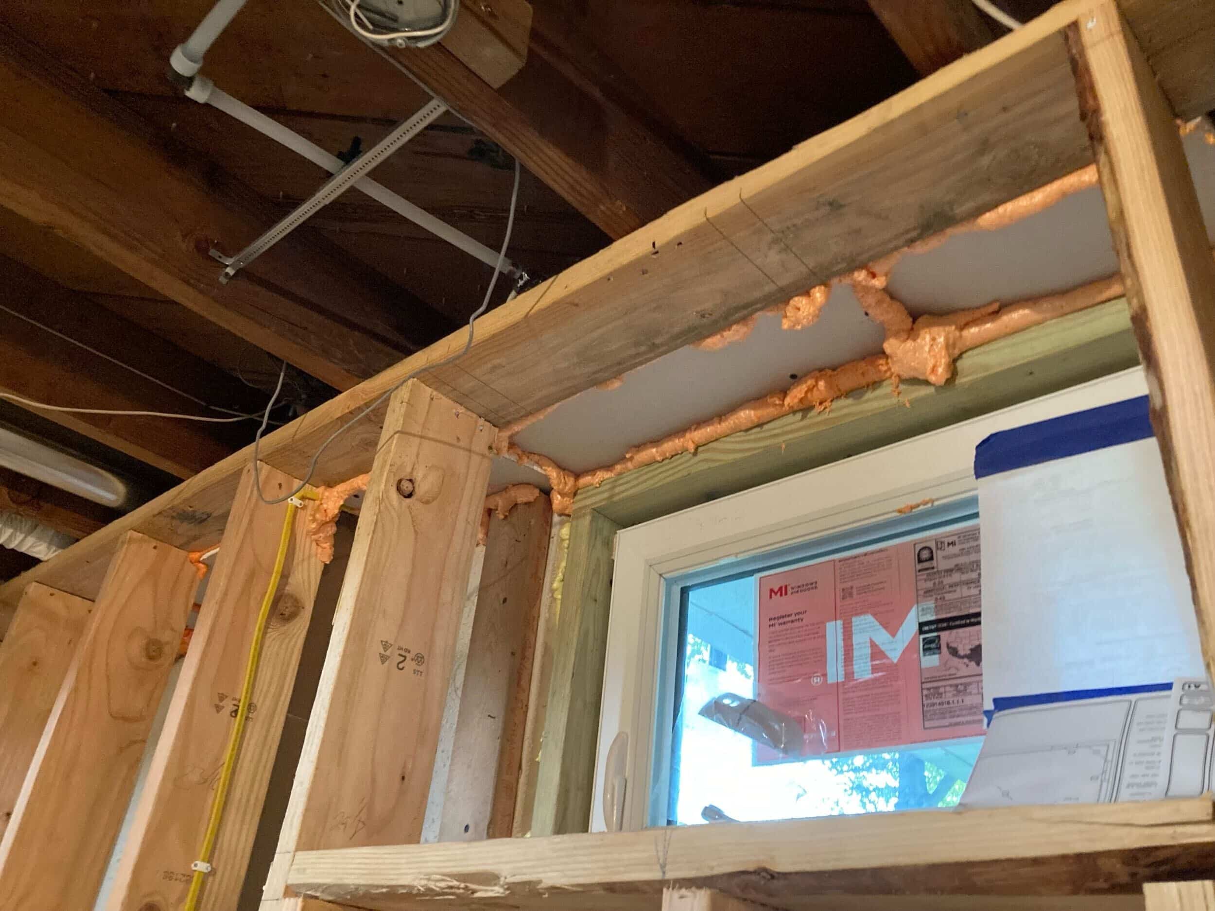 Insulation phase of basement remodel in kansas city