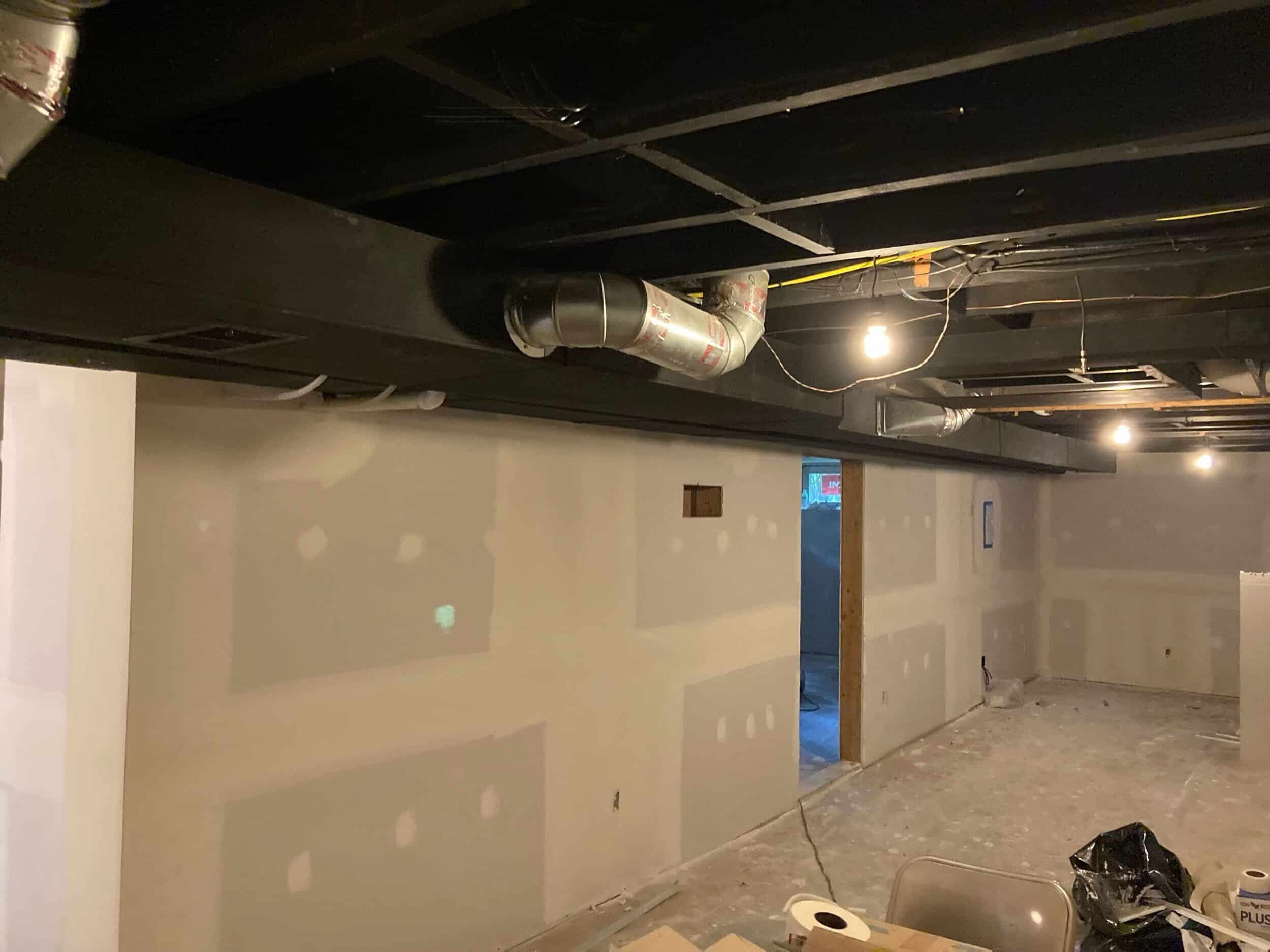 drywall in Kansas City basement remodel project by Schloegel