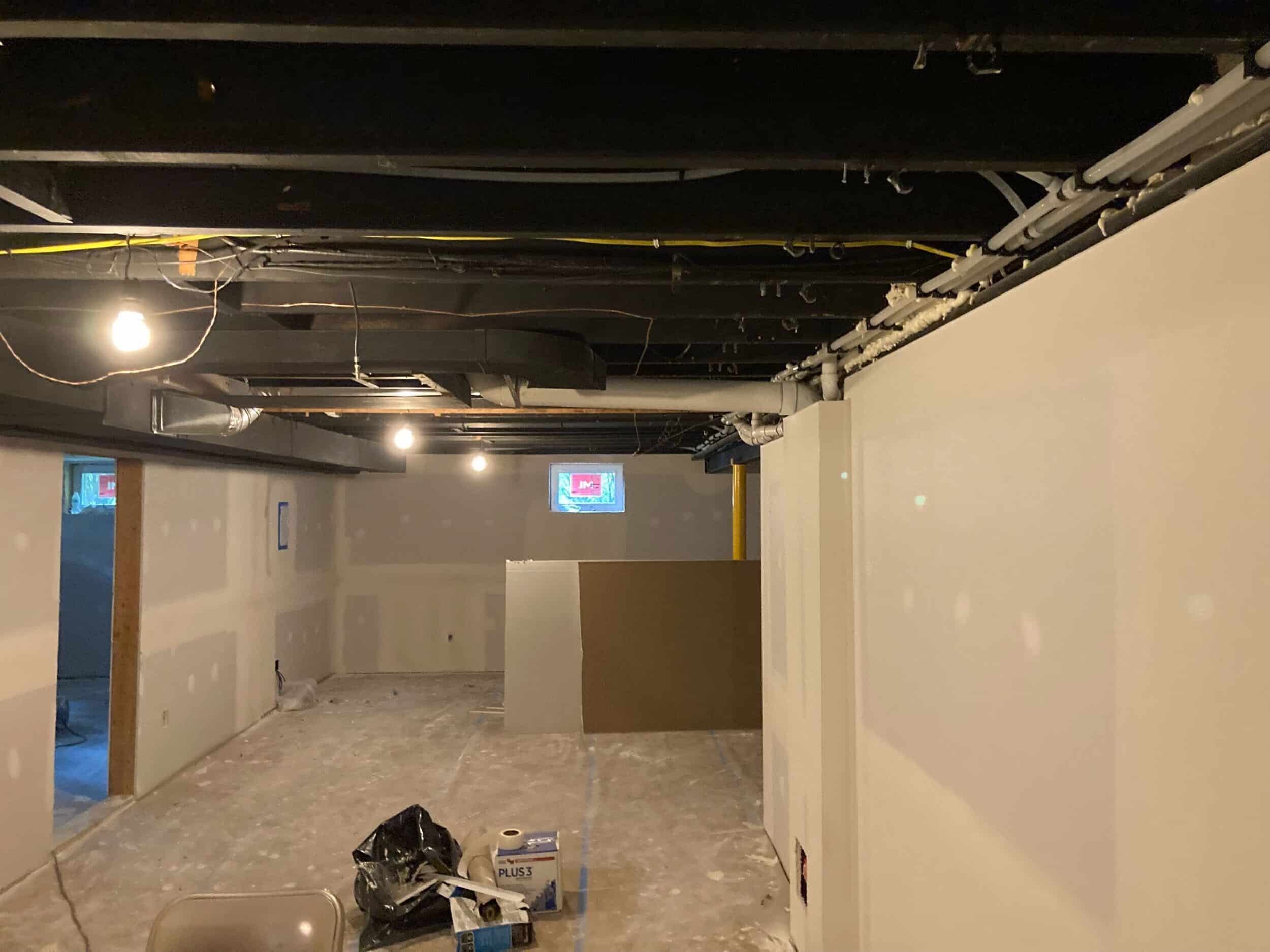 drywall in Kansas City basement remodel project by Schloegel
