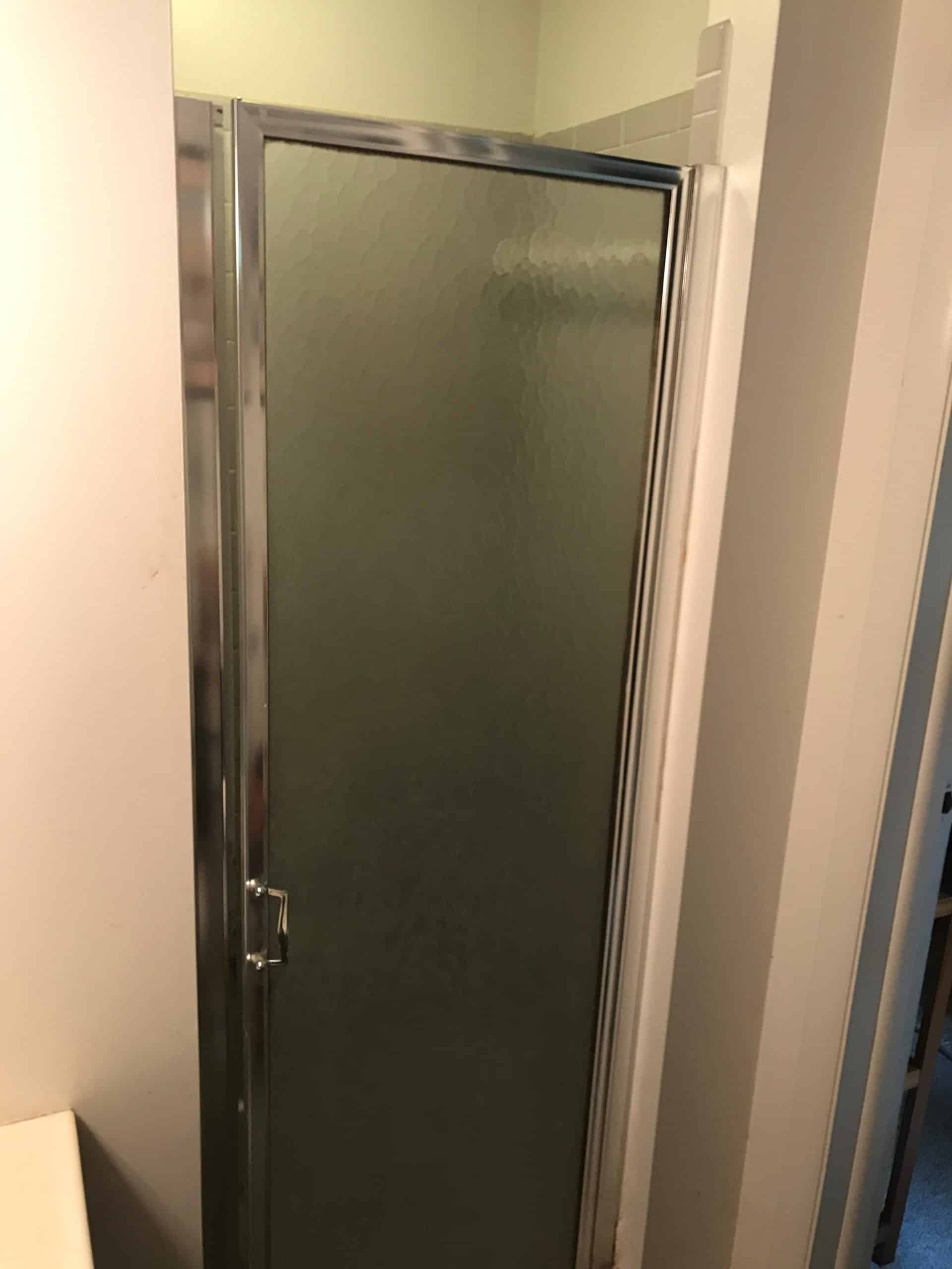 shower door before the handyman refresh