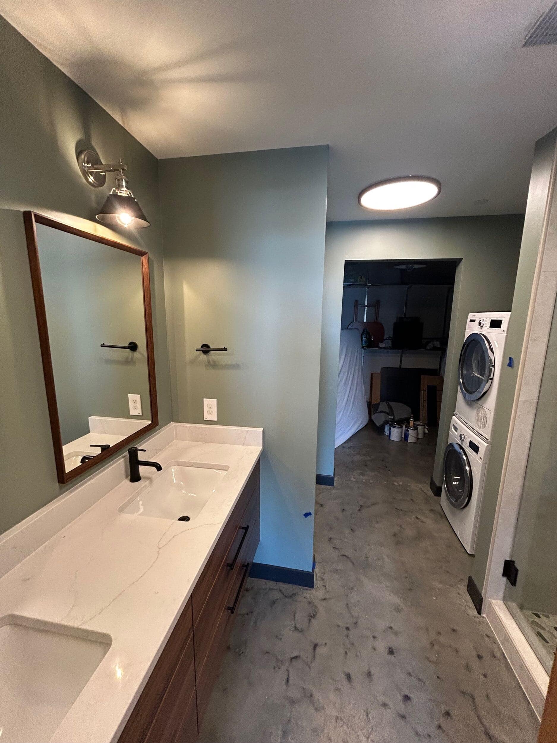 primary bath floating double vanity