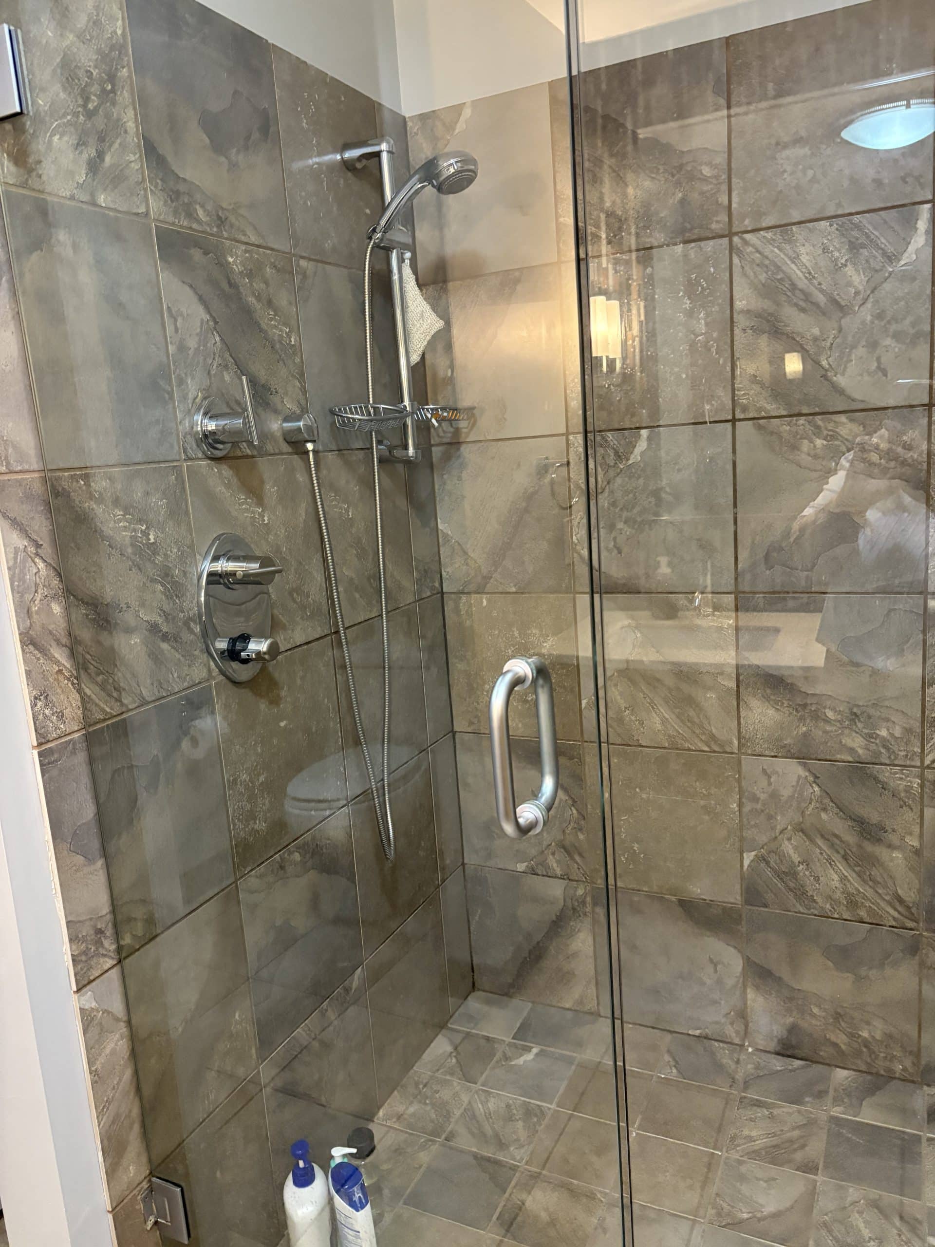 primary bath shower before the remodel of the KC condo