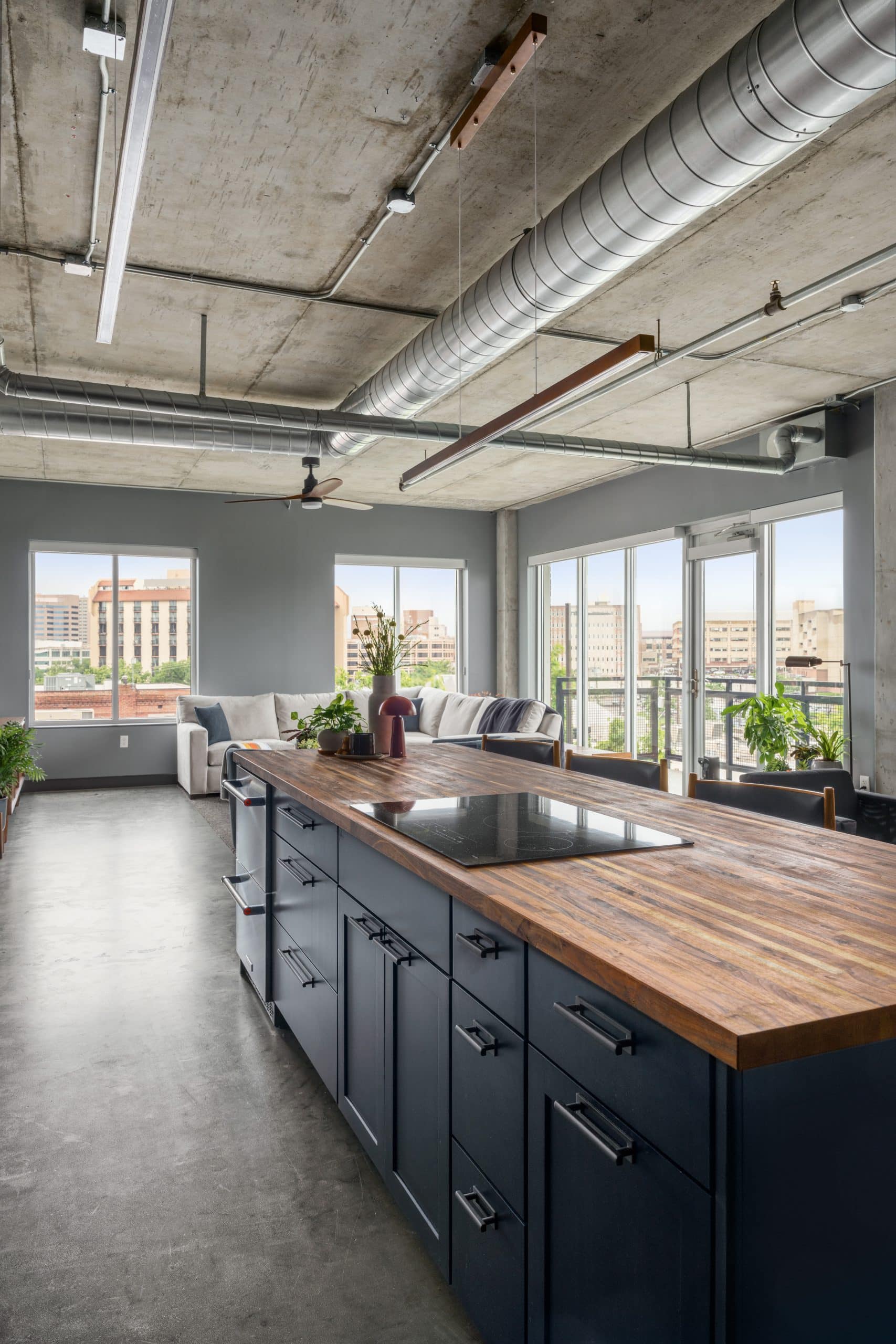 Kitchen condo remodel with view of KC